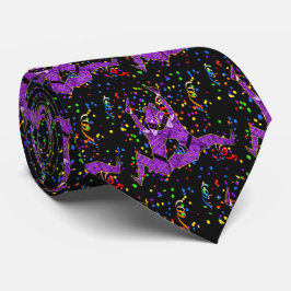 Gravata Mardi Gras Carnival Purple Jesters E Confetti
