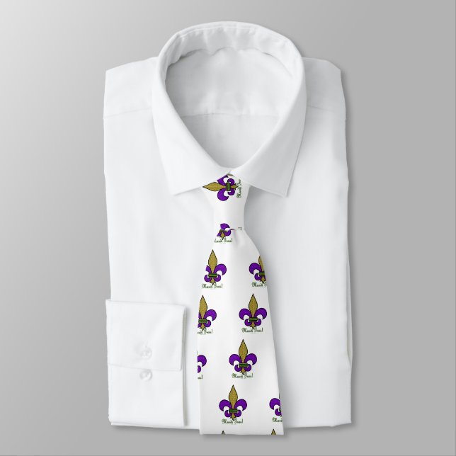 Gravata Mardi Gras Colorido Fleur De Lis (Amarrado)