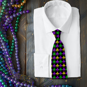 Gravata Mardi Gras Fleur de Lis Pattern