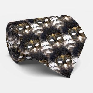 Gravata Mardi Gras Mascarada Máscaras Carnaval Dourado