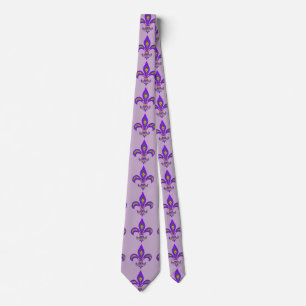 Gravata Mardi Gras Tie com Fleur de Lis