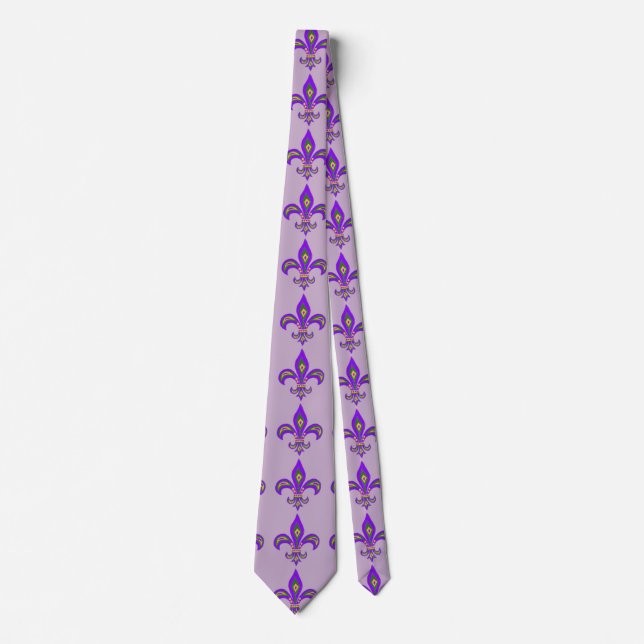 Gravata Mardi Gras Tie com Fleur de Lis (Frente)