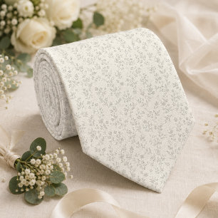Gravata Marfim Floral Sutil