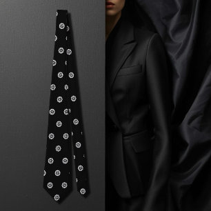 Gravata Margarida Preta&branca - Padrão de Deco de Arte