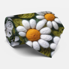 Gravata Margaridas Brancas de Crochê Flores Silvestres da 