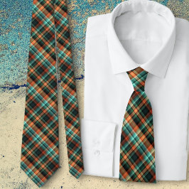 Gravata Marido Xadrez Azul Laranja Diagonal