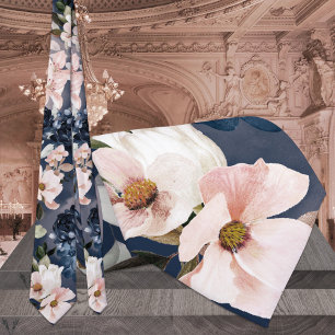 Gravata Marinho Azul e Blush Casamento de Peões e Lírios