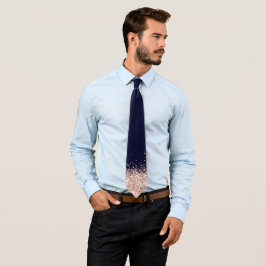 Gravata Marinho azul-Rosa azul-Elegante cintilação Dourada
