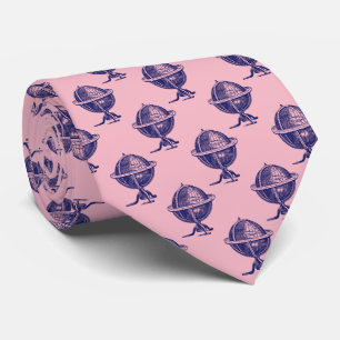 Gravata Marinho de desenho do "Vintage World Global Lithóg