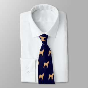 Gravata Marinho de padrão Shiba Inu Cães Silhuettes Azul