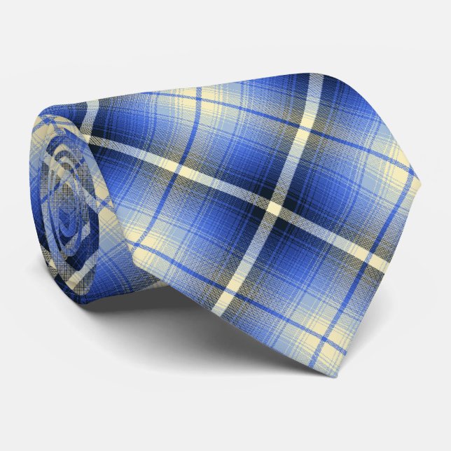 Gravata Marinho de Sombra Ocidental e Xadrez Real de Dois  (Rolled)