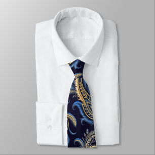 Gravata Marinho Elegante Blue & Dourado Paisley Tie - Clas
