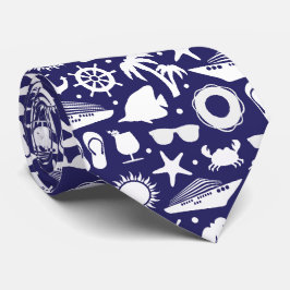 Gravata Marinho Náutico, Azul e Branco, para navio de cruz
