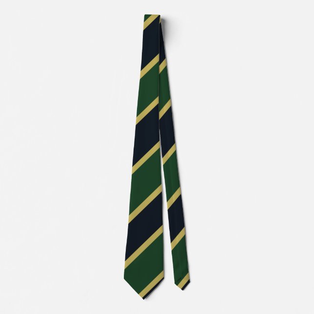 Gravata Marinho verde e laço regimental Dourado da listra (Frente)