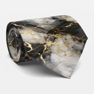 Gravata Mármore branco, Dourado e negro de luxo elegante