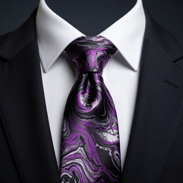 Gravata Mármore Elegante com Rodopio Roxo e Preto (Criador carregado)