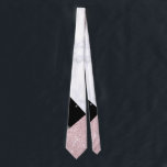 Gravata Mármore preto branco-rosa-brilhante Elegante<br><div class="desc">Design geométrica moderna com brilho de rosa dourado,  mármore branco e preto.</div>