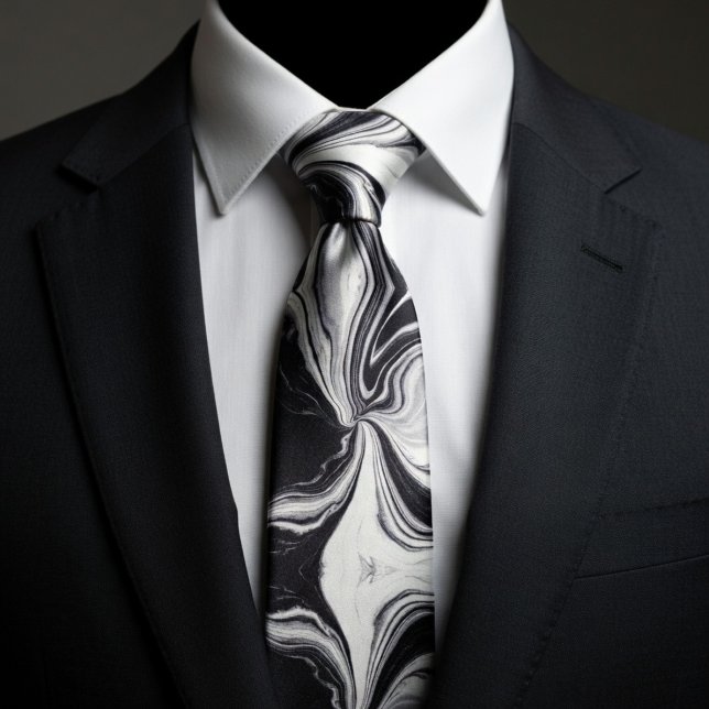 Gravata Mármore preto e branco elegante (Criador carregado)
