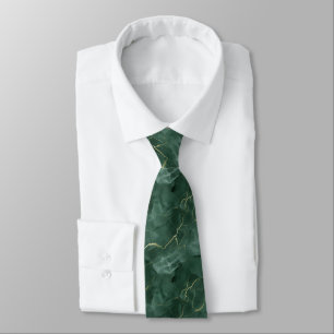 Gravata Mármore Remoinho Verde Dourado Masculino
