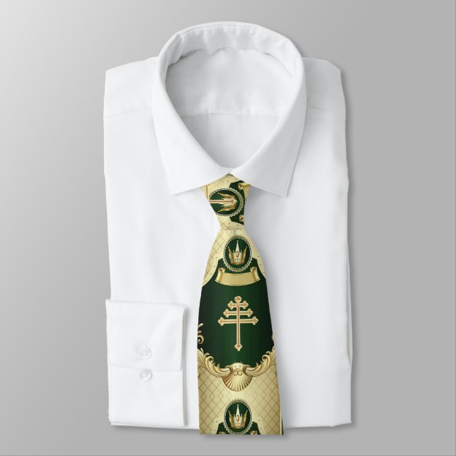 Gravata Maronite Church Cross e Lebanon Cedar Neck Tie (Amarrado)