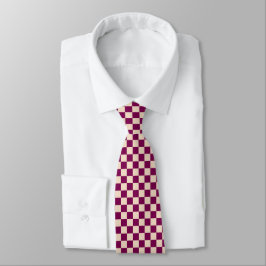 Gravata Maroon and beige checkerboard pattern