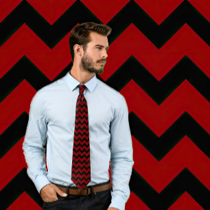 Gravata Maroon e Black Zig Zag Striped