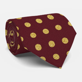 Gravata Maroon & Gold Polka Dot