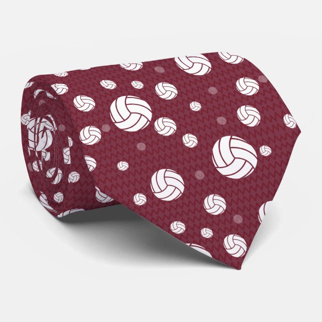 Gravata Maroon Voleibol Chevron Padrão (Rolled)