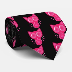 Gravata Máscara de Gás de Gato Rosa