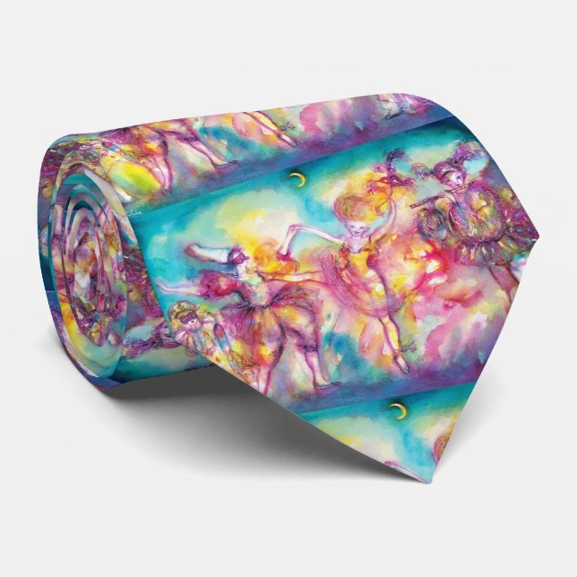 Gravata MASCARADA BALL,Mardi Gras Máscaras,Dança,Música (Rolled)