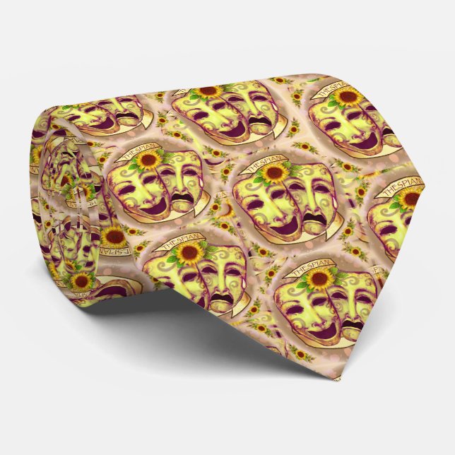 Gravata Máscaras de Ator Amarelas (Rolled)