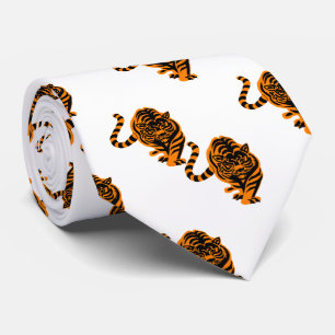 Gravata Mascote de Equipe Design Laranja/Preta Tigre em Br