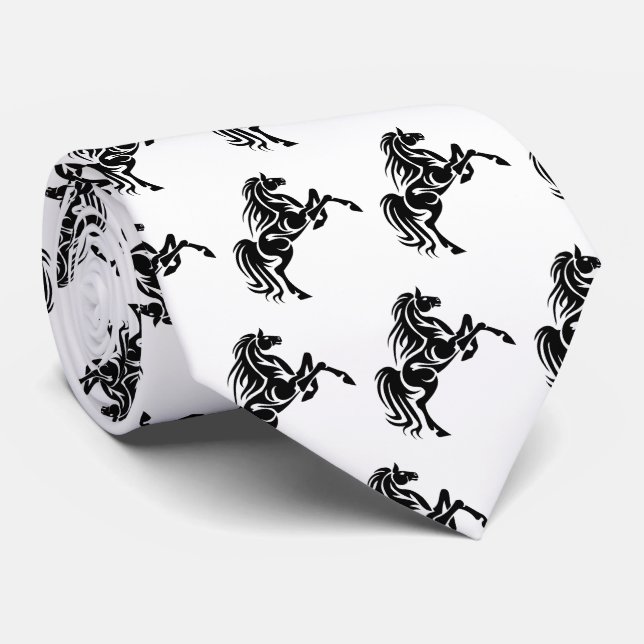 Gravata Mascote dos mustang dos broncos do cavalo em algum (Rolled)