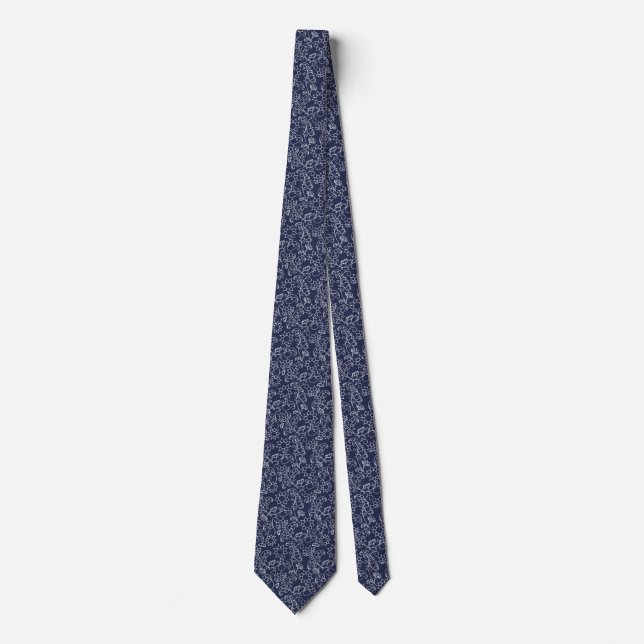 Gravata masculina azul-marinho abstrata elegante (Frente)