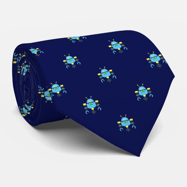 Gravata Masculina Azul Marinho Estampada (Rolled)