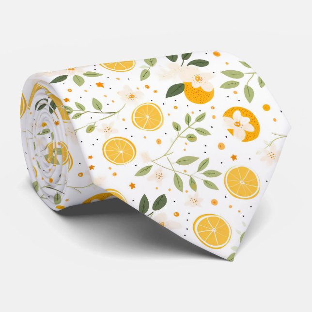 Gravata Masculina com Estampa de Limão  (Rolled)