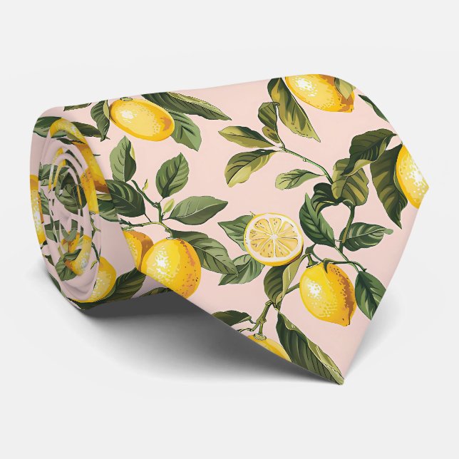 Gravata Masculina com Estampa de Limão  (Rolled)