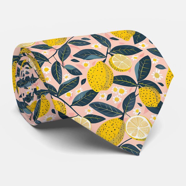 Gravata Masculina com Estampa de Limão  (Rolled)