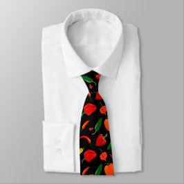 Gravata Masculina com Estampa de Pimentões Quentes
