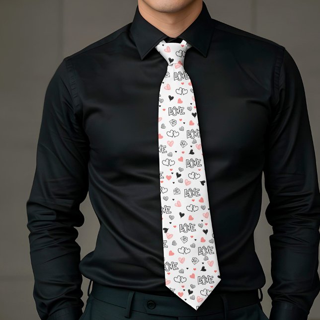 Gravata masculina com letra de amor de aniversário (Elegant Anniversary Love Lettering Men’s Tie)