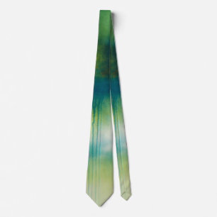 Gravata masculina de arte abstrata verde azulada d