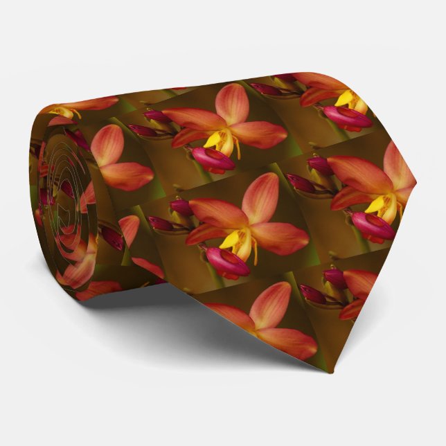 Gravata Masculina de Orquídea Cattleya (Rolled)