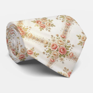 Gravata Masculina Elegante Rosas Inglesas Rosa