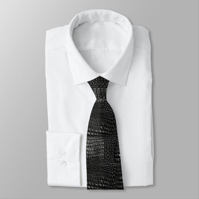 Gravata Masculina Estampa Croc Preto (Amarrado)