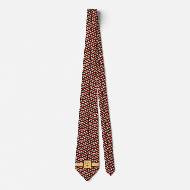 Gravata Masculina Estampa Onça com Chevron (Frente)