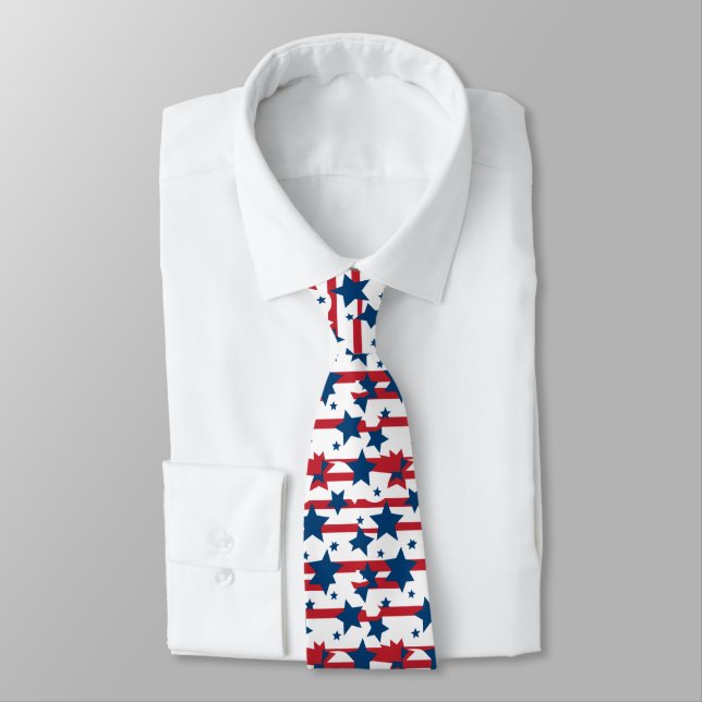 Gravata Masculina Estrelas Patrióticas (Amarrado)