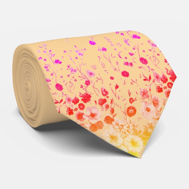 Gravata masculina floral creme de pêssego (Rolled)