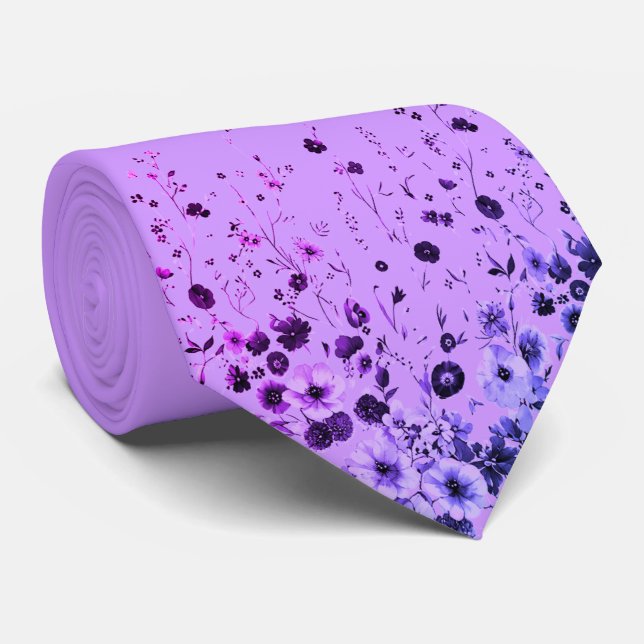 Gravata masculina floral de lavanda (Rolled)