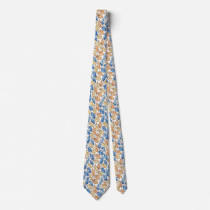 Gravata Masculina Folha Azul e Bege