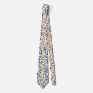 Gravata Masculina Folha Azul e Bege